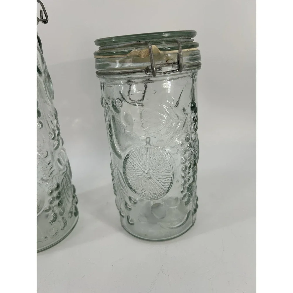 Vintage Elements Fruit Embossed Glass Canisters with Wire Flip Top 10